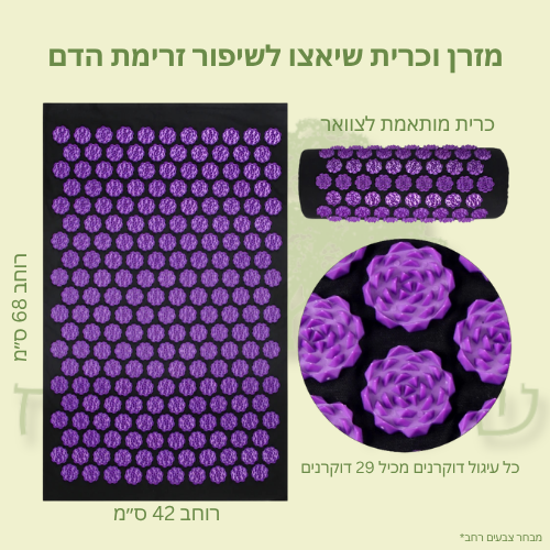 מזרן וכרית לעידוד זרימת הדם ע״י דוקרנים עדינים