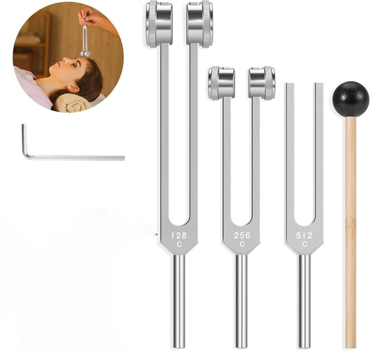 128/256/512Hz Tuning Fork Set Weighted Bio-Acoustic Tuning Fork for Healing Chakra,Sound Therapy Reliever Stress System Testing