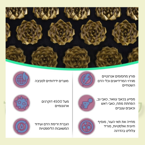 מזרן וכרית לעידוד זרימת הדם ע״י דוקרנים עדינים