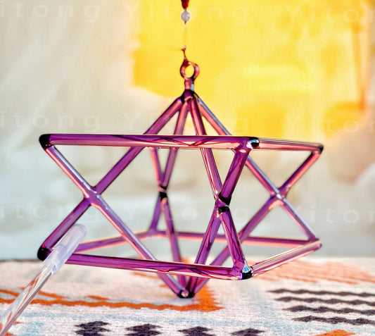 Competitive Price 5 Inch to 8 Inch Purple Merkaba Quartz Sound Therapy Yoga Chakra Meditation Healing Crystal Singing Pyramid