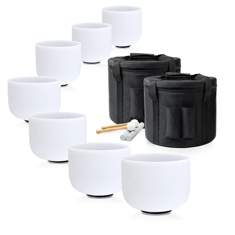 6-12 Inch 7PCS Tibetan Bowl Singing Ball Chakra Set Crystal Singing Bowl Sound Healing Meditation with Carry Cases