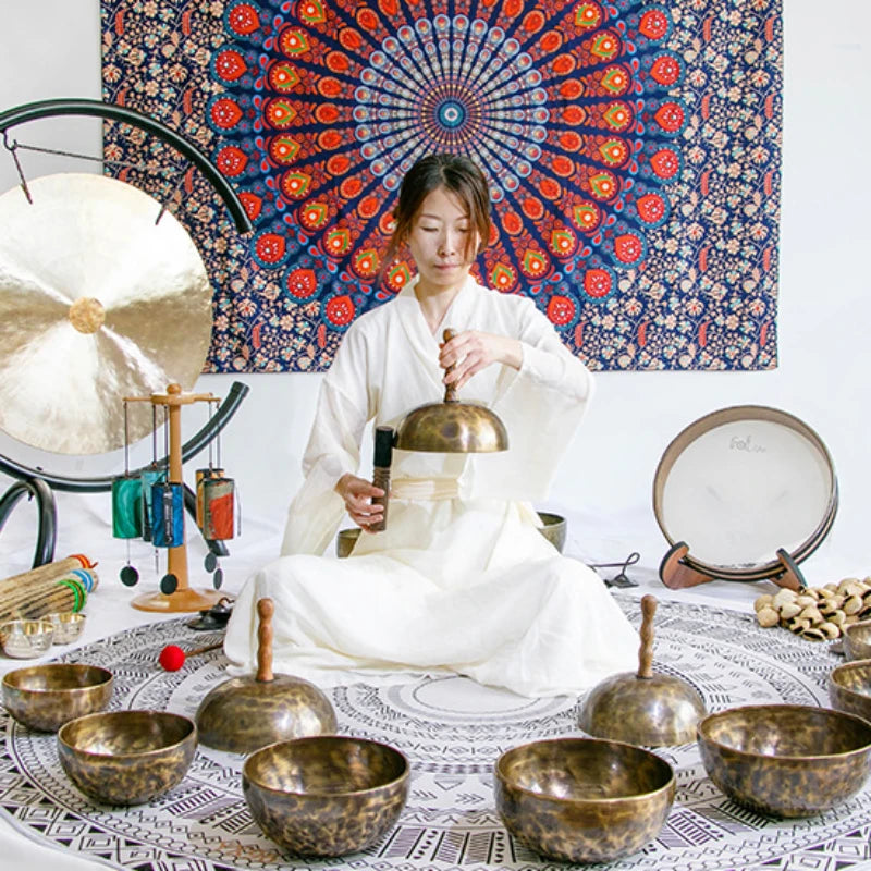 Tibetan Sound Bowls Relax Handmade Hand-Held Prayer Singing Bowl Detachable Meditative Yoga Musical Percussion Instruments