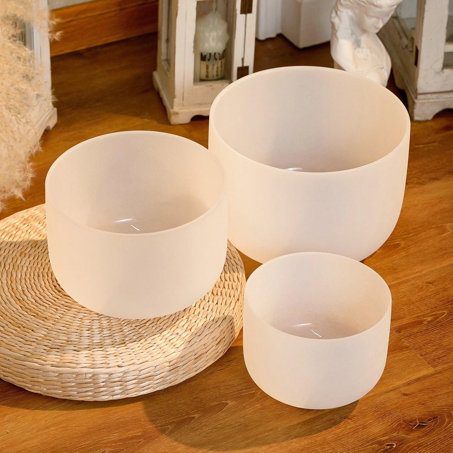 432Hz/440Hz 6"A 8"C 10"F Quartz Crystal Singing Bowl Chakra Set 3Pcs with Free Bag for Meditation Sound Healing