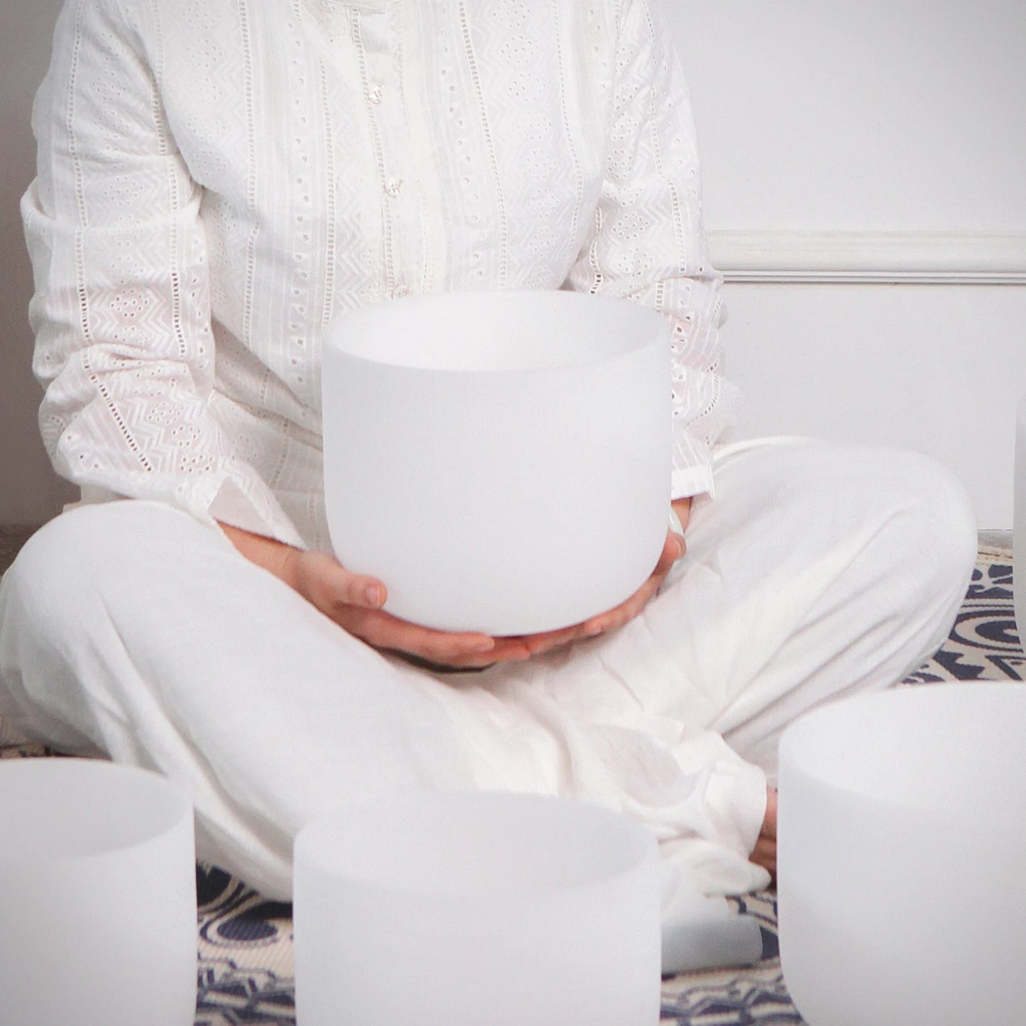 432Hz/440Hz 6"A 8"C 10"F Quartz Crystal Singing Bowl Chakra Set 3Pcs with Free Bag for Meditation Sound Healing