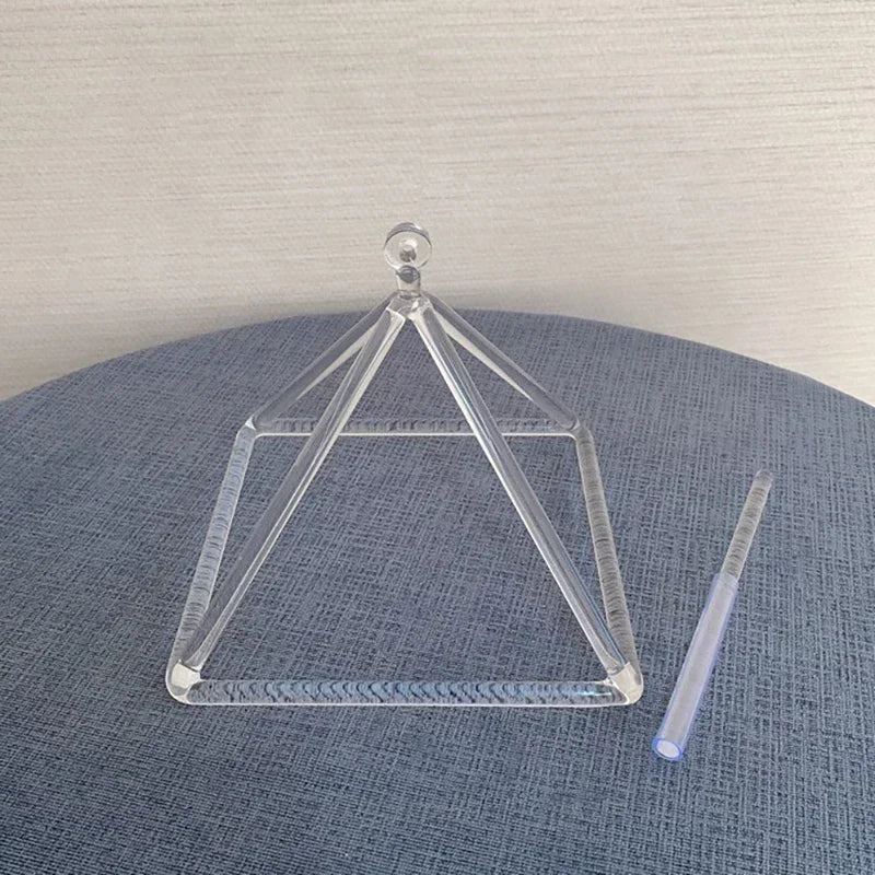3-9 Inch Crystal Singing Pyramid Yoga Meditation Sound Healing Instruments Clear Quartz Triangular Tower Crystal Sound Bowl Gift
